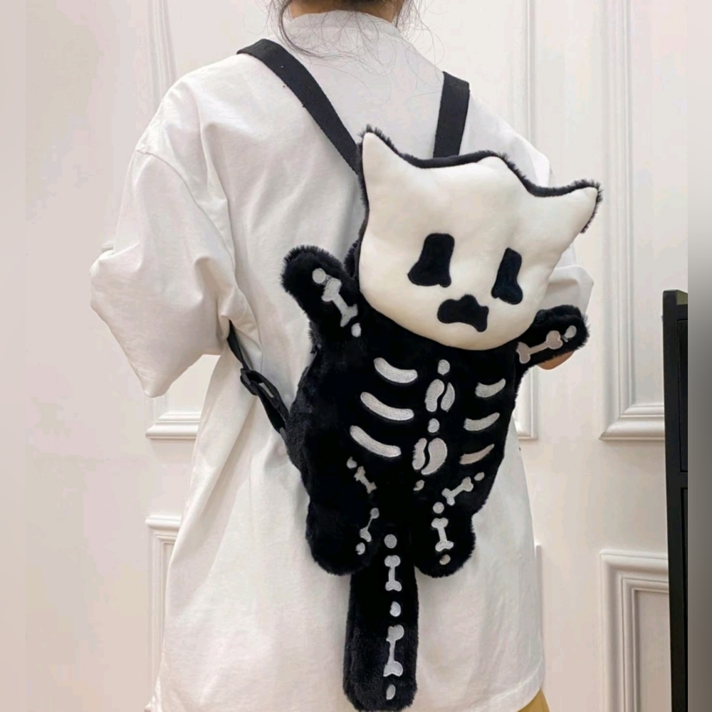 NWT Plush Skeleton Cat Backpack